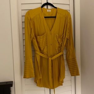 Gold blouse with tie around the waist